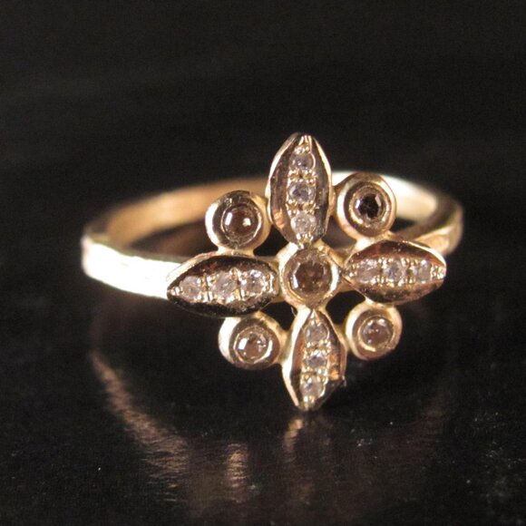 Engagement ring. Diamonds ring. 14k Yellow gold ring set with 0.22ct Diamonds. - Picture 5 of 12